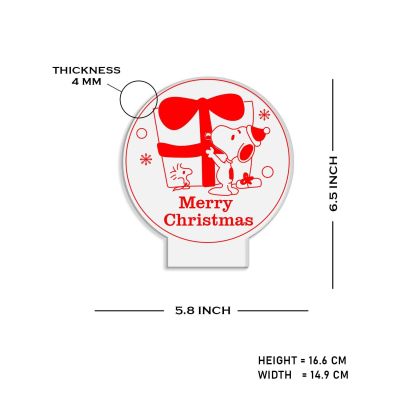 3D Illusion Merry Christmas Acrylic Night Lamp Decorations with USB Powered & Warm White Light